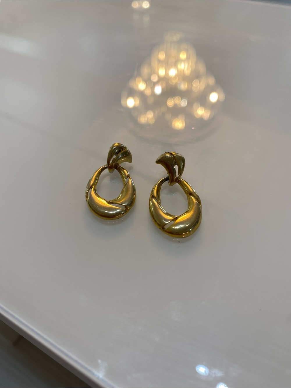 Gold Tone Twist Earrings - Women Jewelry - Picture 3 of 3